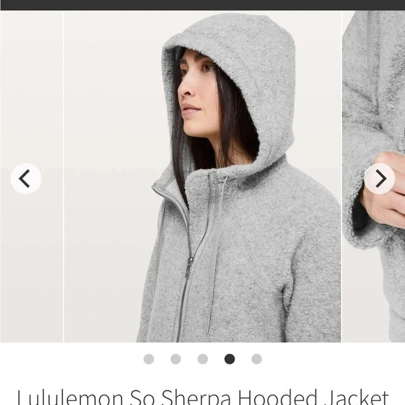 Lululemon So Sherpa Wool Blend Boucle Gray Heather Hooded Zip Jacket size 2 - Picture 5 of 13